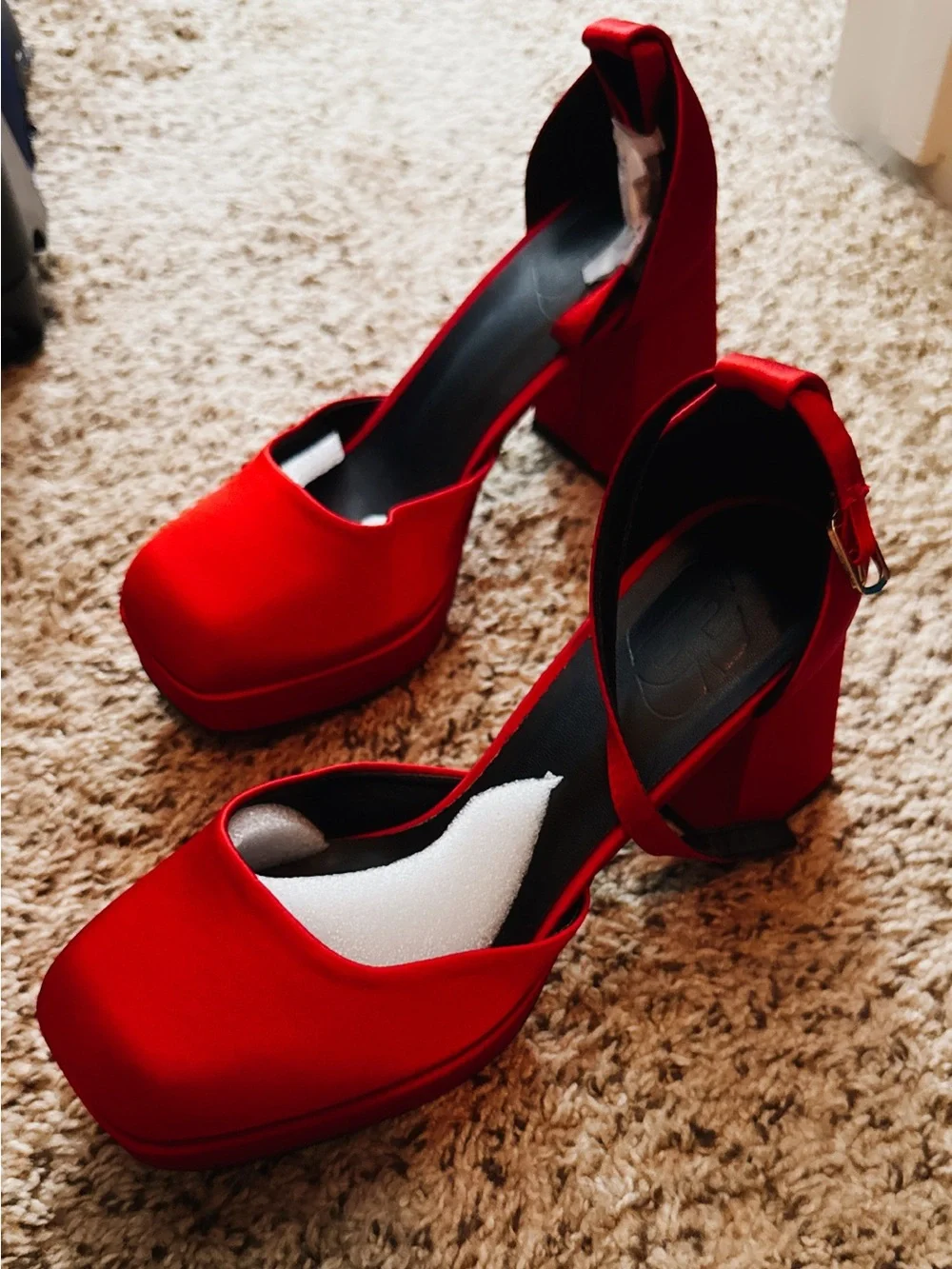 NWOB & Other Stories Red Platform Block Heel Sandals
